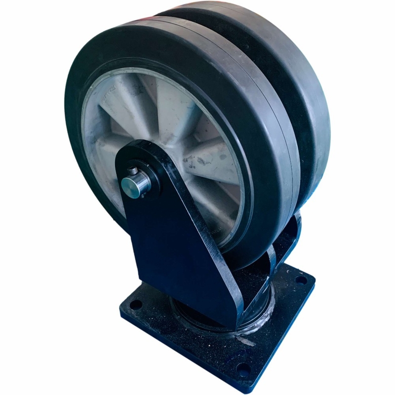 El echador de goma de la industria del AGV de 2 toneladas rueda los echadores gemelos resistentes del eslabón giratorio de la rueda